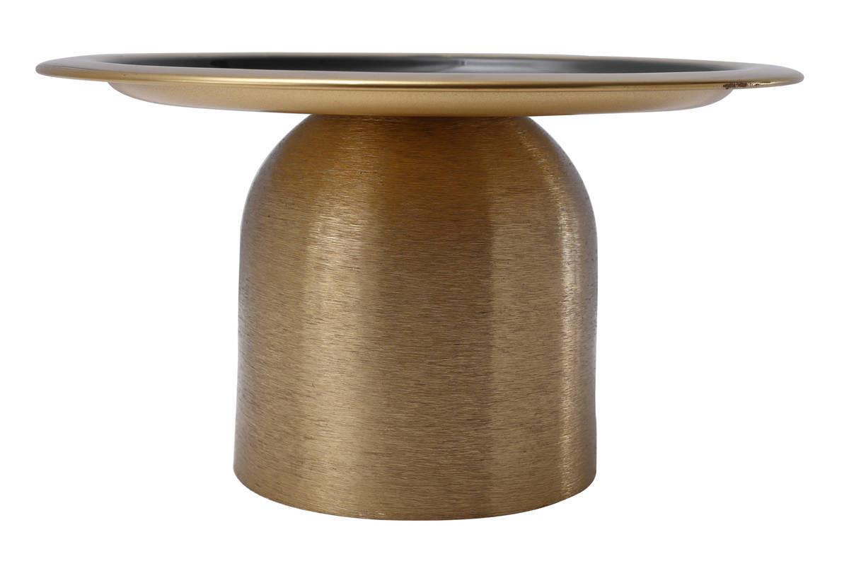 Tortenplatte Rund Eisen Art Deco D: 24,5 cm - Dunkelgrün/Goldfarben, Trend, Metall (24,5/14cm) - Kayoom