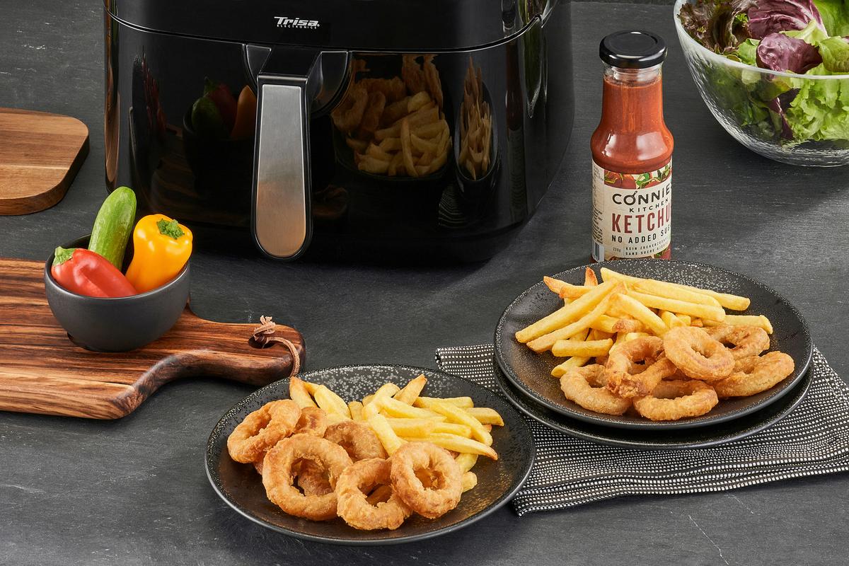 Heißluftfritteuse Crunchy Fry - Schwarz, KONVENTIONELL, Kunststoff (38,3/32,2/32,7cm) - Trisa Electronics