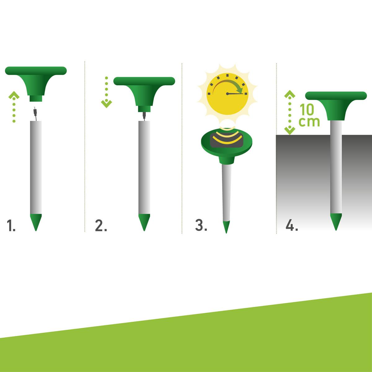Ultraschall-tiervertreiber Wühlmaus Solar 4 Star - Grün, Basics, Kunststoff (160cm)