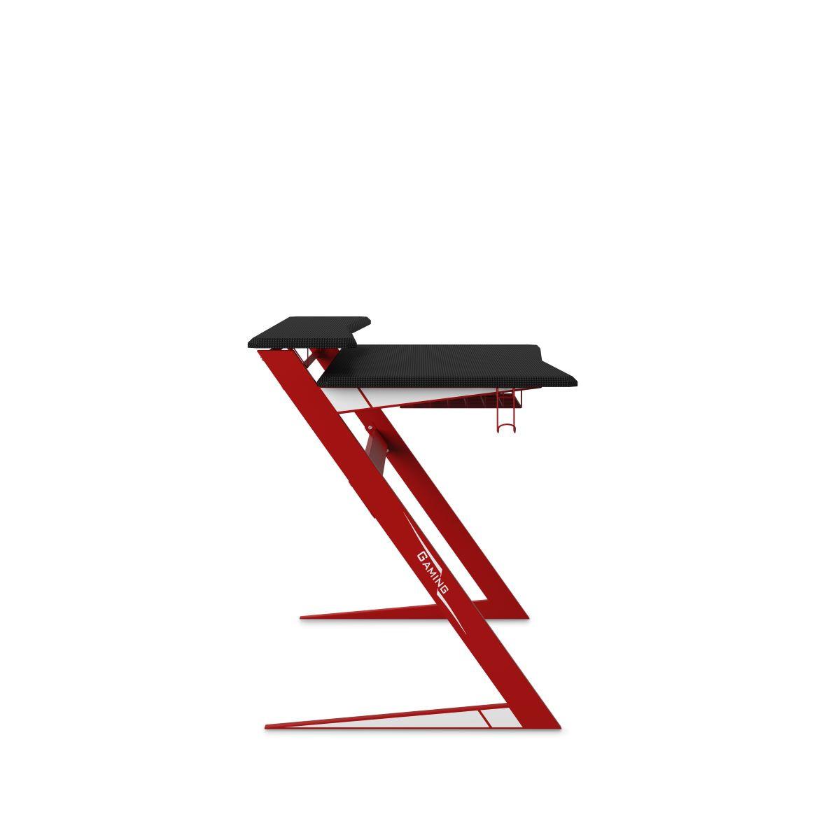 Gamingtisch Aries Schwarz L: 137 Cm - Rot/Schwarz, Design, Holzwerkstoff/Metall (137/83/68cm) - MID.YOU