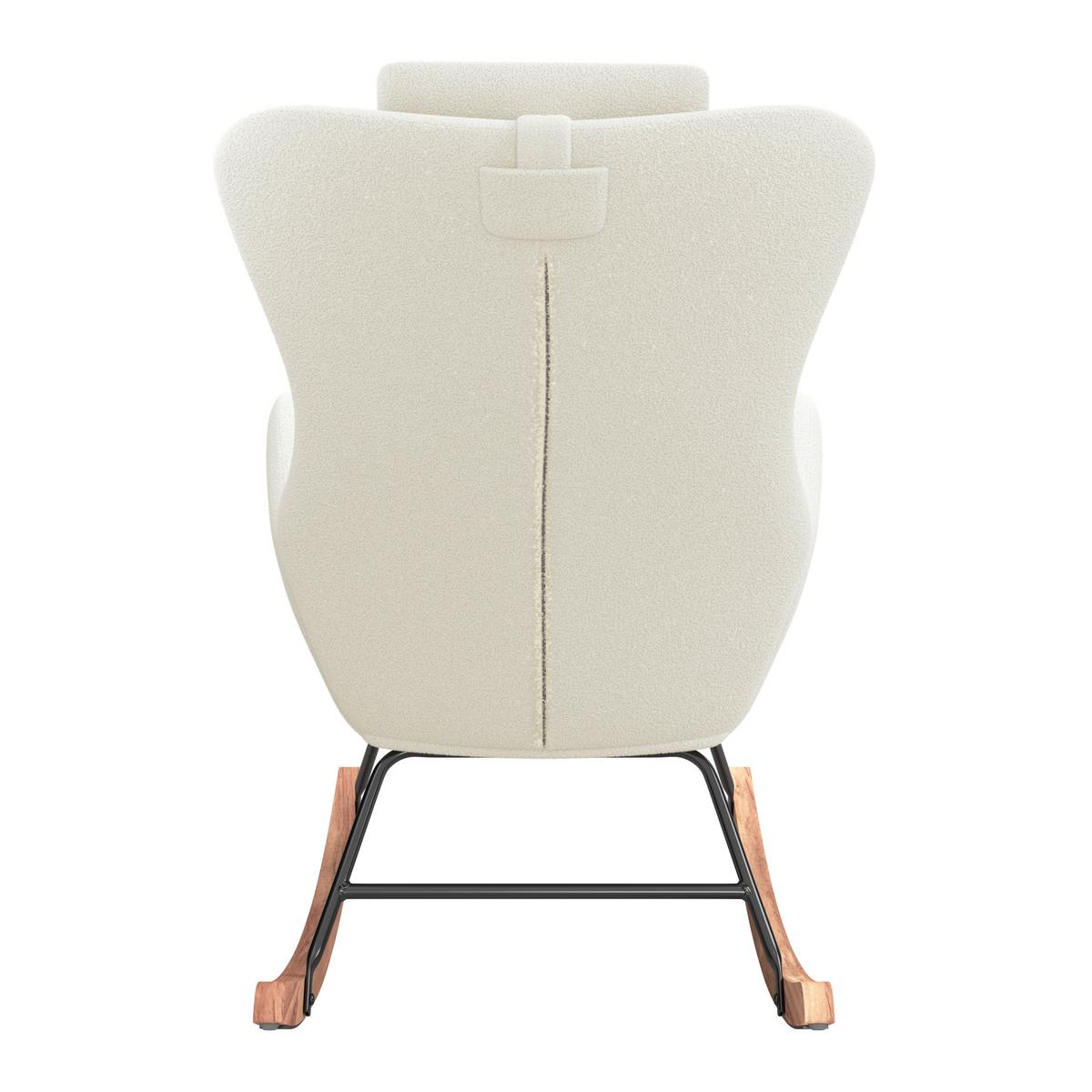 Schaukelsessel Teddy Teddy weiß, B: 66 cm - Weiß/Naturfarben, MODERN, Holz/Textil (66/90/85cm)