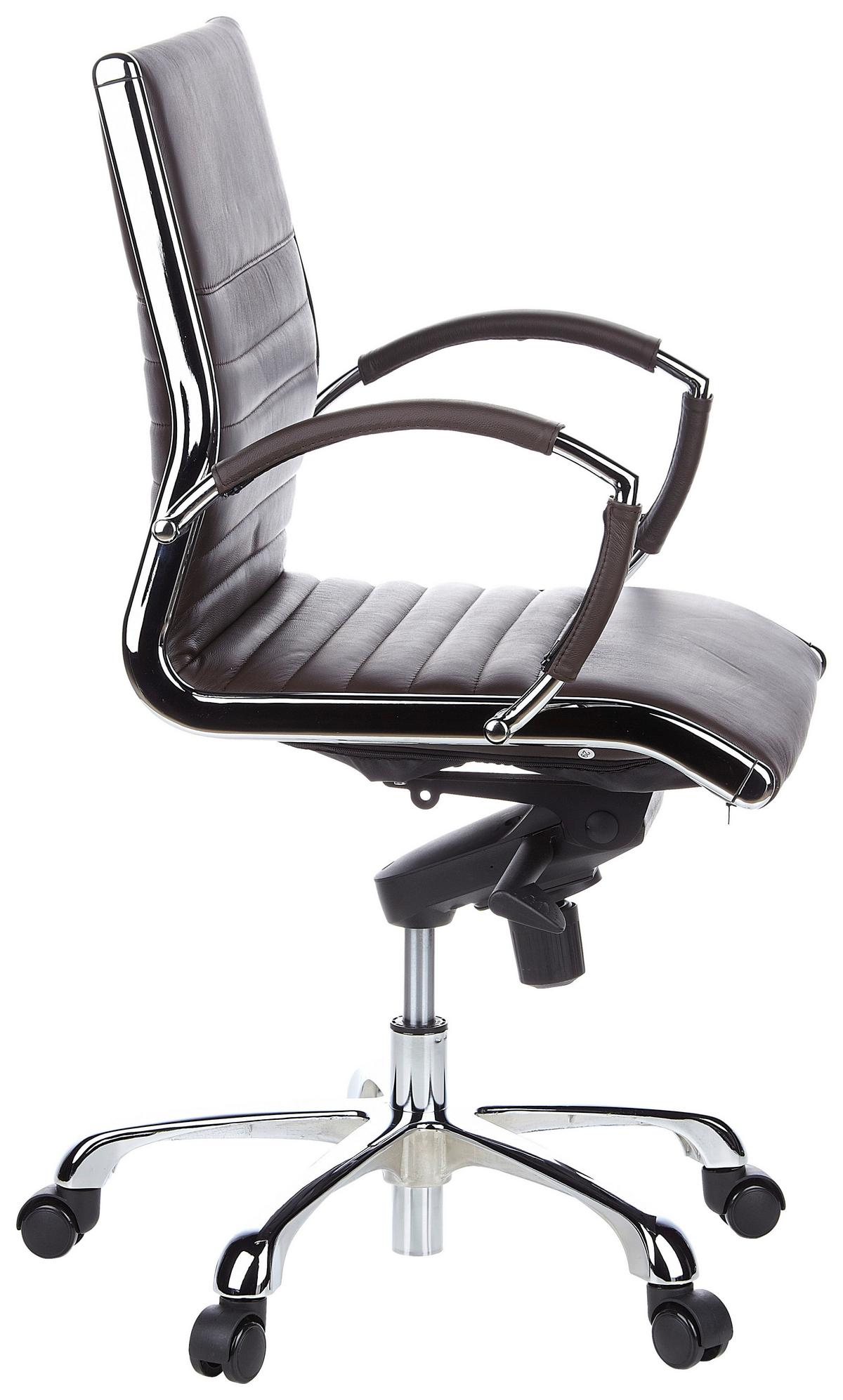 Drehstuhl Parma 10 Dunkelbraun - Chromfarben/Dunkelbraun, MODERN, Leder/Kunststoff (60/111/50cm) - MID.YOU