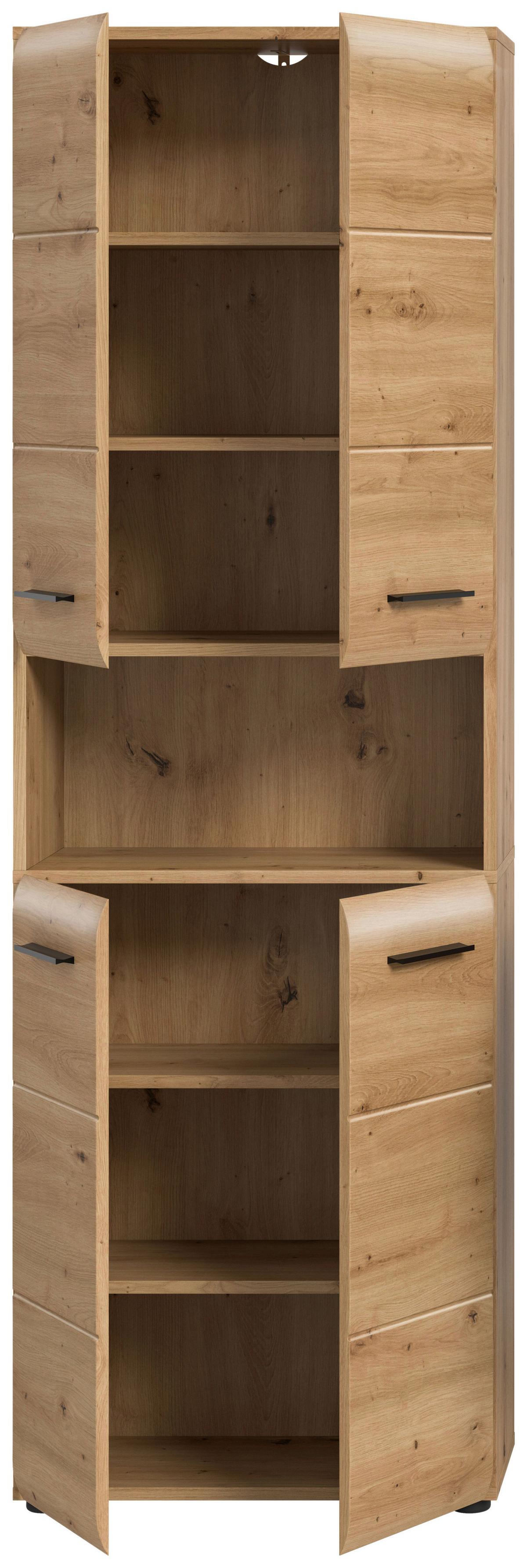 Hochschrank Ice Eiche Artisan Dekor B: 60cm - Schwarz/Eiche Artisan, Basics, Holzwerkstoff (60/185/30cm) - MID.YOU