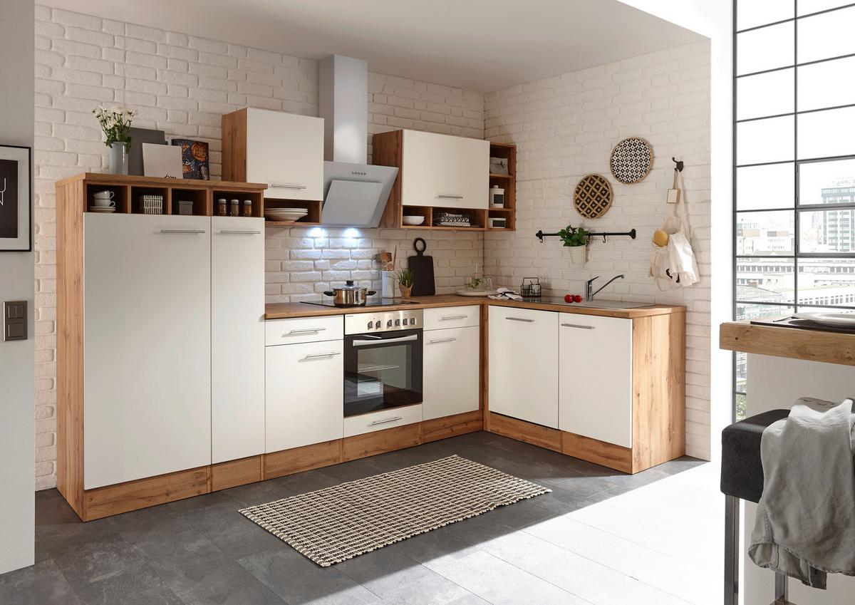 Eckküche Economy Mit Geräten 310 Cm Weiß/wildeiche - Wildeiche/Weiß, Basics, Holzwerkstoff (310/172cm) - Respekta
