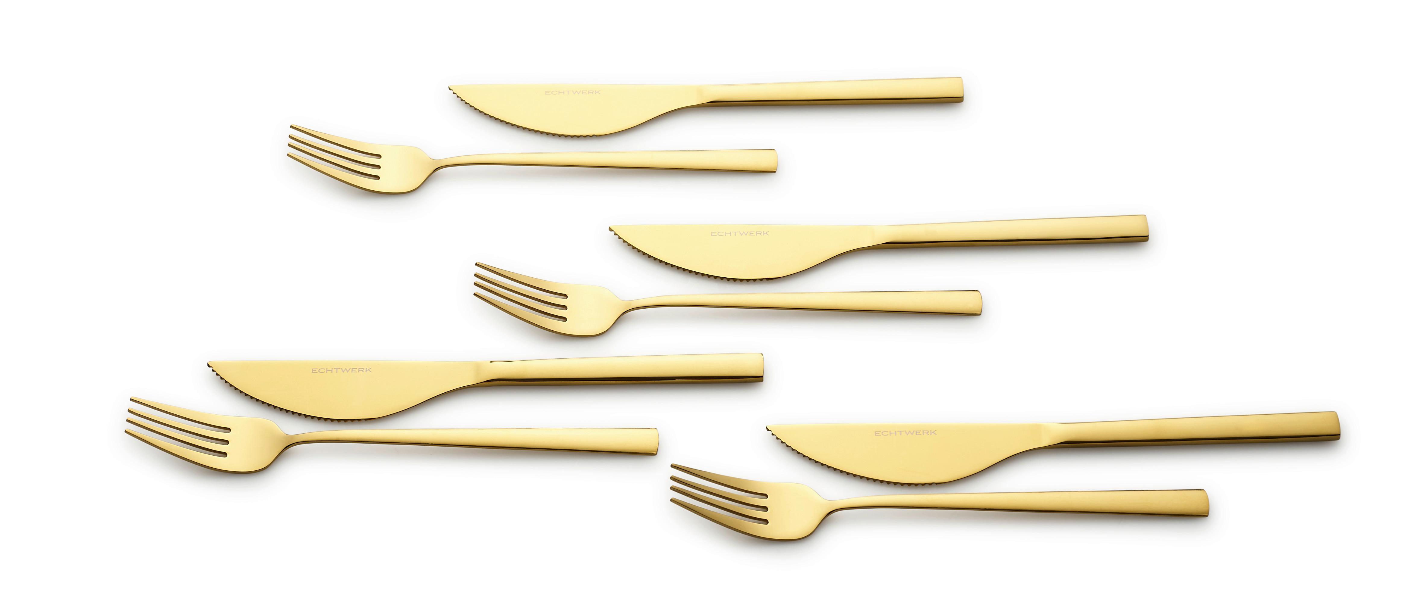Pizzabesteck 8-teilig Edelstahl für 4 Personen - Goldfarben, Basics, Metall - Echtwerk