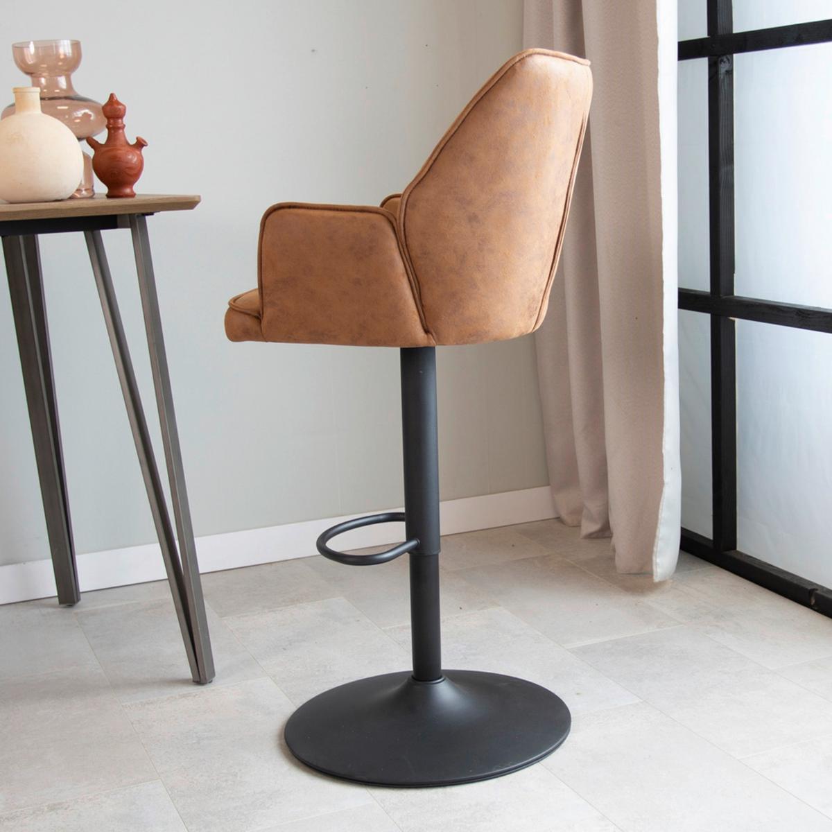 Barhocker Donny - Cognac/Schwarz, KONVENTIONELL, Textil/Metall (42/114/52cm) - MID.YOU