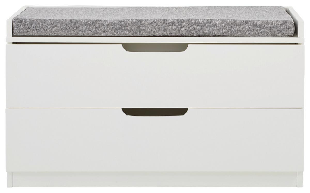 Garderobenbank Vestario B: 80cm + Laden, Weiß/grau - Weiß/Grau, KONVENTIONELL, Holzwerkstoff/Textil (80/44,5/35,5cm) - MID.YOU
