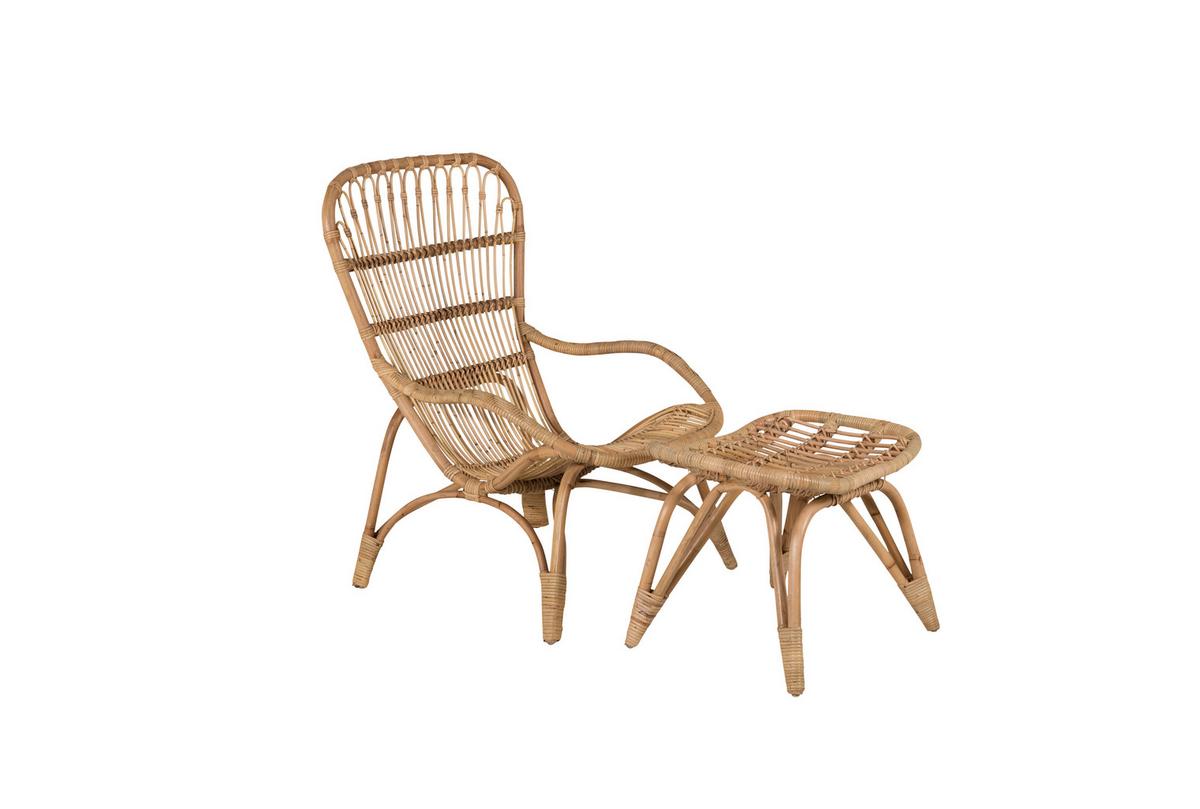 Loungesessel Ella - Braun/Weiß, KONVENTIONELL, Holz (66/95/131cm) - Gardenson