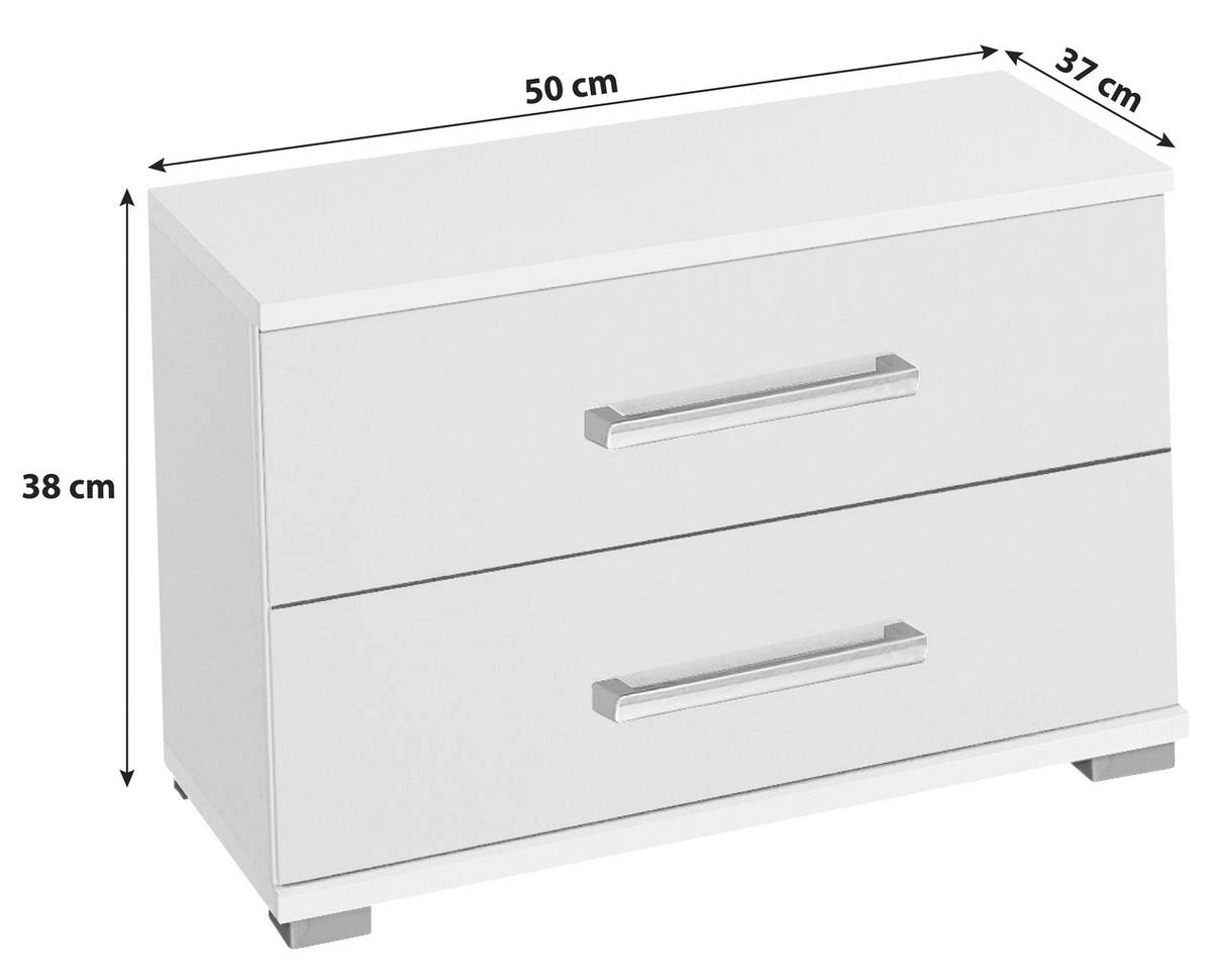 Nachtkästchen Weiß H: 38 cm Moita - Chromfarben/Weiß, Design, Holzwerkstoff (50/38/37cm) - Rauch Möbel