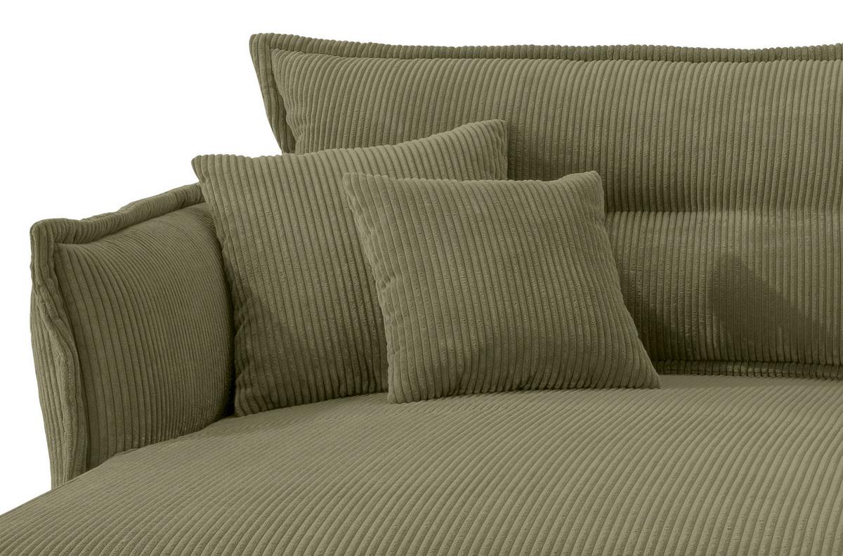 Ecksofa Lava Olivgrün S: 180x255cm - Schwarz/Olivgrün, MODERN, Textil (180/255cm) - Livetastic