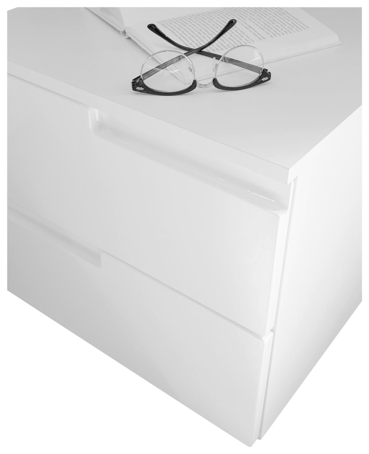 Nachtkästchen Weiß H: 41,7 Cm, Spice 2 - Weiß Hochglanz/Schwarz, MODERN, Holzwerkstoff (46,2/41,7/40cm)