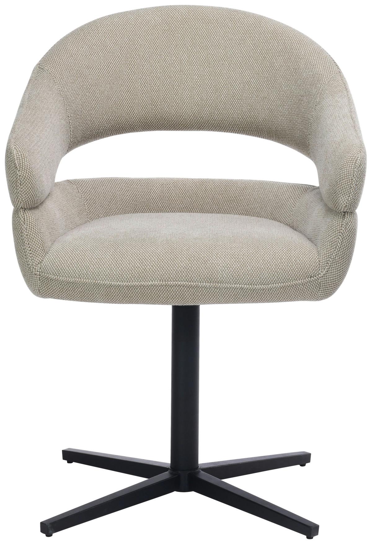Armlehnstuhl Sigrid Leinenoptik Braun Drehbar - Schwarz/Braun, MODERN, Holz/Textil (62/84/58cm) - My Baby Lou