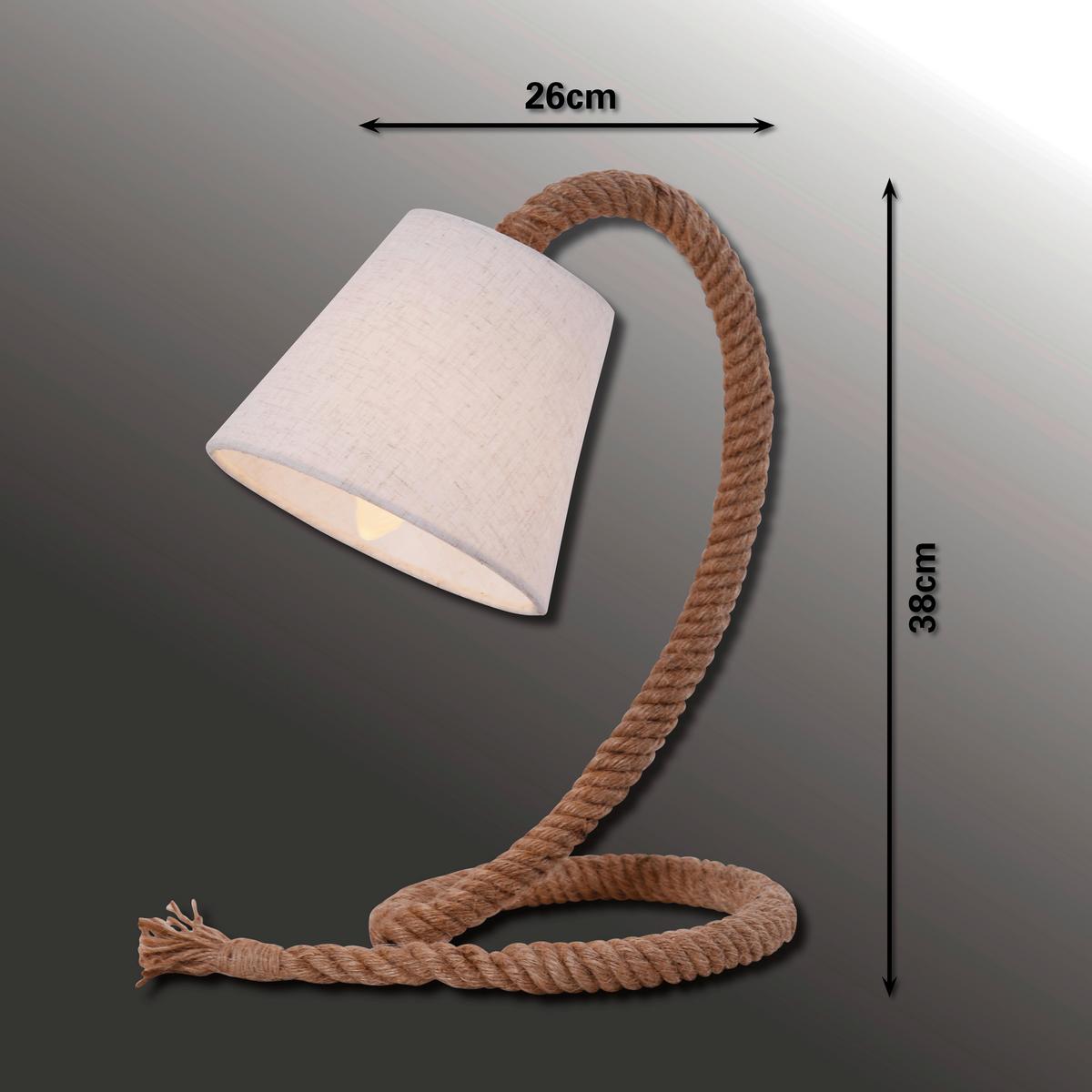 Tischlampe Rope Naturfarben/ Weiß Mit Kippschalter - Naturfarben/Weiß, Design, Kunststoff/Textil (26/38cm) - Näve