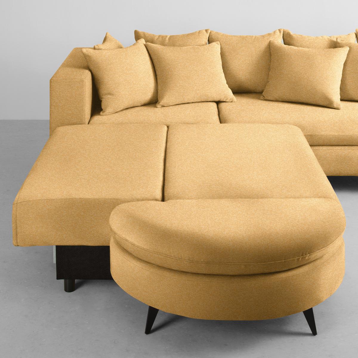 Rohová sedačka AXEL, levá, hořčicově žlutá tkanina - černá/hořčicově žlutá, Moderní, kov/textil (250/291cm) - Mömax