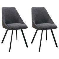 Esszimmerstuhl Jasper Anthrazit, Schwarz 2er Set - Anthrazit/Schwarz, Design, Textil/Metall (55/83/59cm) - MID.YOU