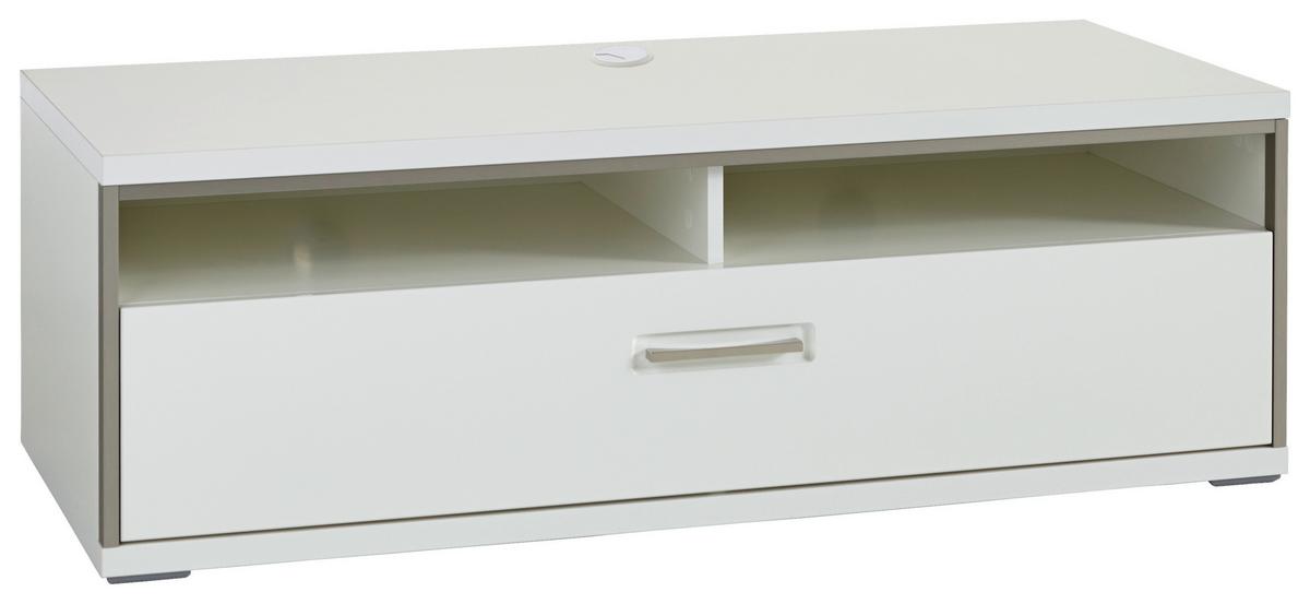 Tv-element Trento B: 132 Cm Grau/silberfarben/weiß - Weiß Hochglanz/Silberfarben, Design, Holzwerkstoff/Metall (132/47/58cm) - Livetastic