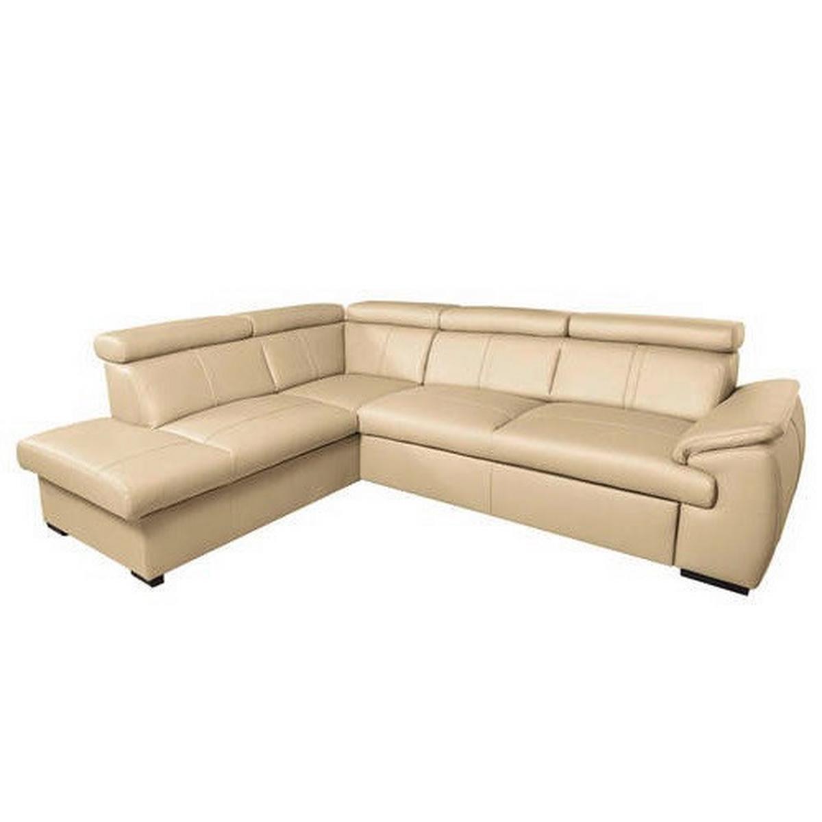 Ecksofa City Beige S: 211x265 cm - Wengefarben/Beige, Design, Leder (211/265cm) - Livetastic