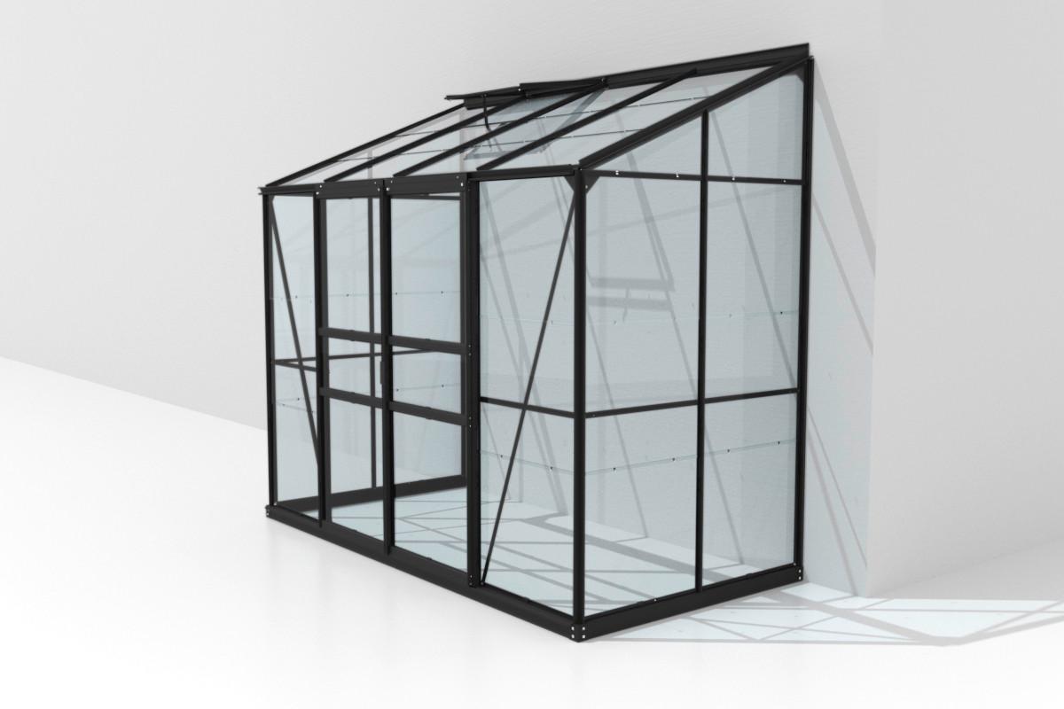 Anlehn-Gewächshausbausatz Ida 3300 Esg3mm, Schwarz