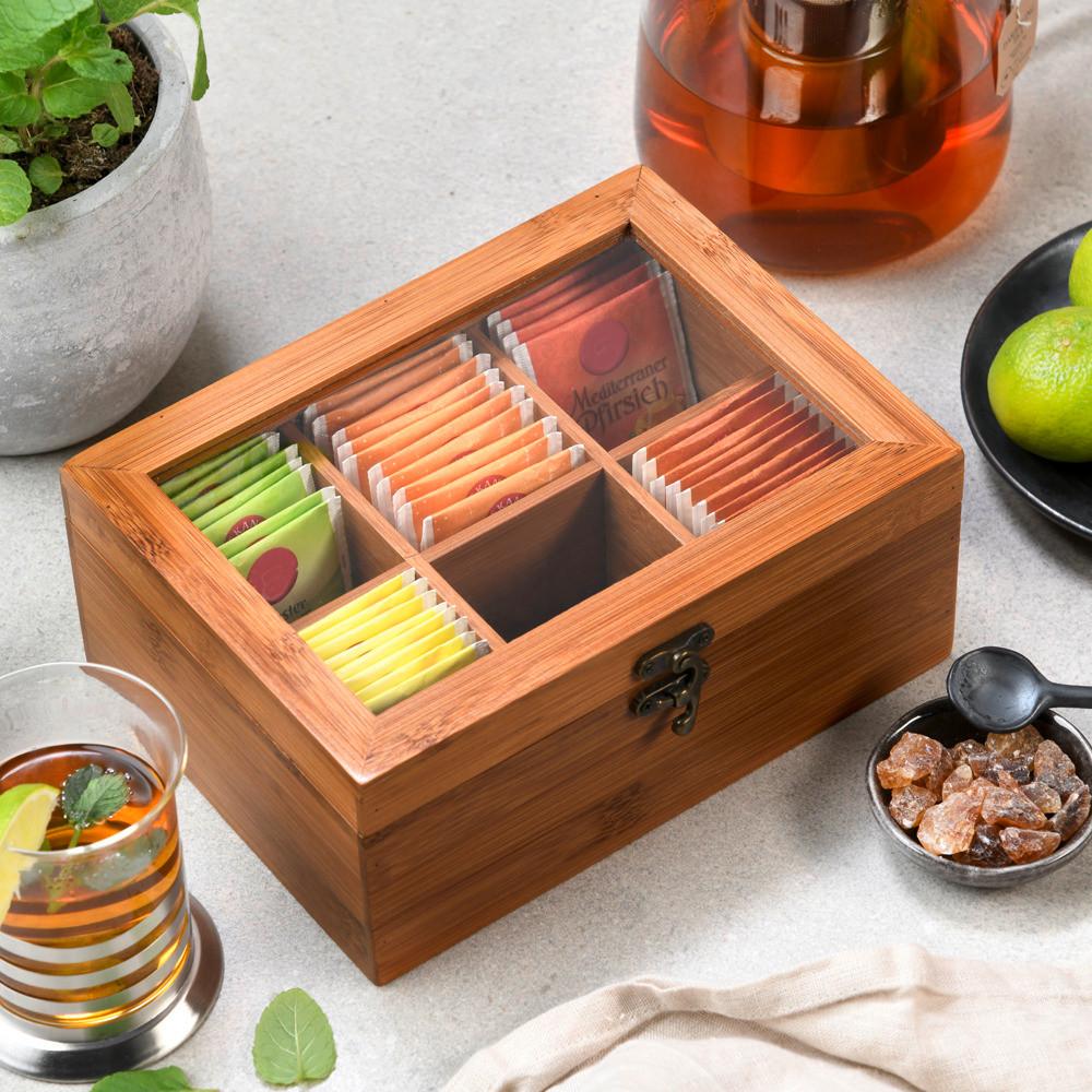Teebox Mit 6 Fächern - Basics, Holz (21,8/16/9cm) - Kesper