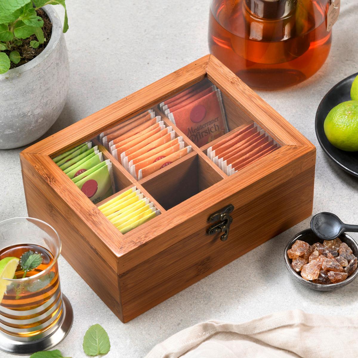 Teebox Mit 6 Fächern - Basics, Holz (21,8/16/9cm) - Kesper