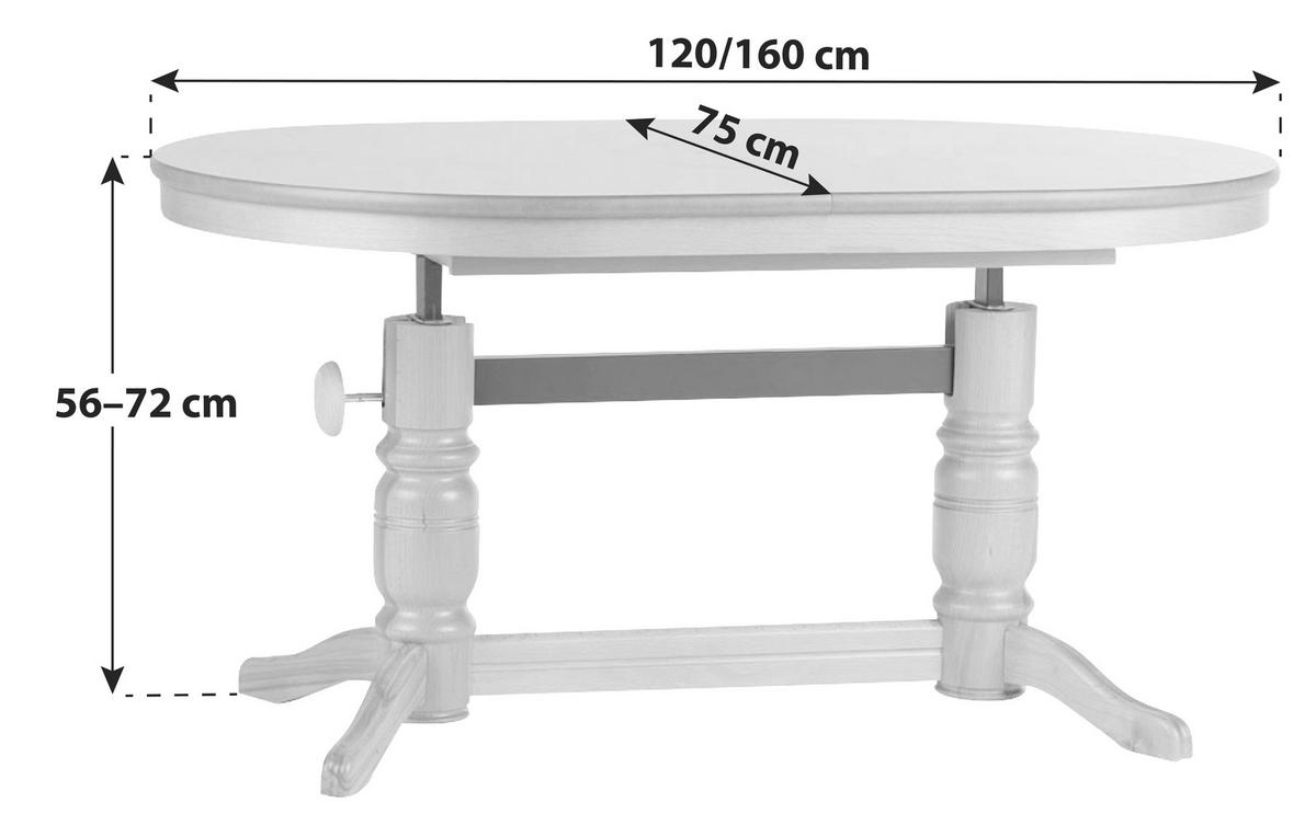 Couchtisch höhenverstellbar + ausziehbar Ramsau, Eichefarben - Eichefarben, Design, Holz/Holzwerkstoff (120-160/75/56-72cm) - MID.YOU