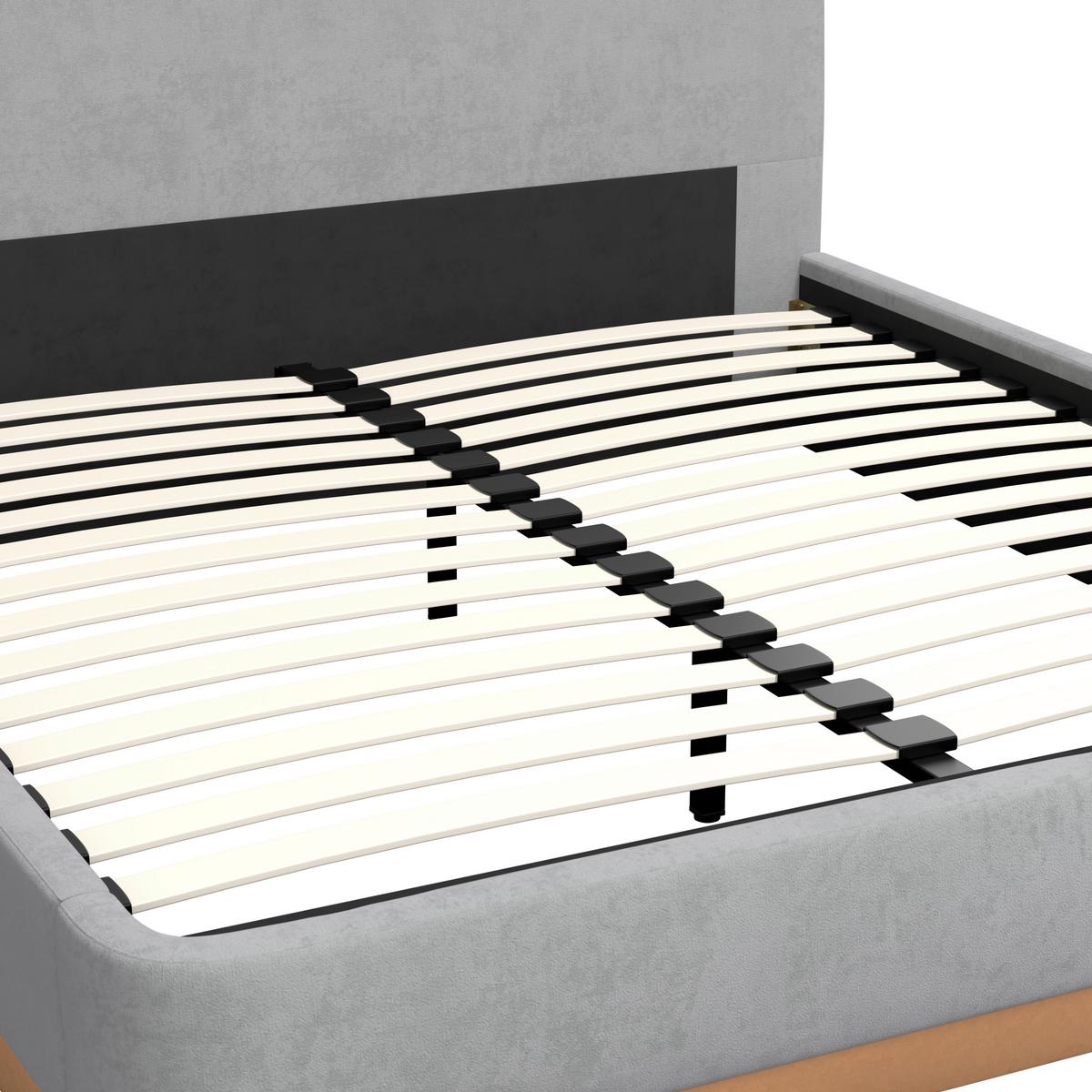 Čalouněná postel JOSEF 160x200 cm, šedá - šedá/černá, Moderní, kov/dřevo (160/200cm) - Bessagi Home