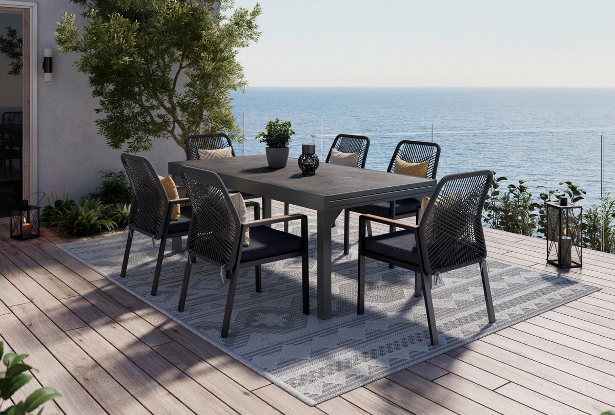 Gartentisch ausziehbar Toledo Metall L 200-320 cm - Grau, MODERN, Metall (200-320/75/100cm) - Beldano