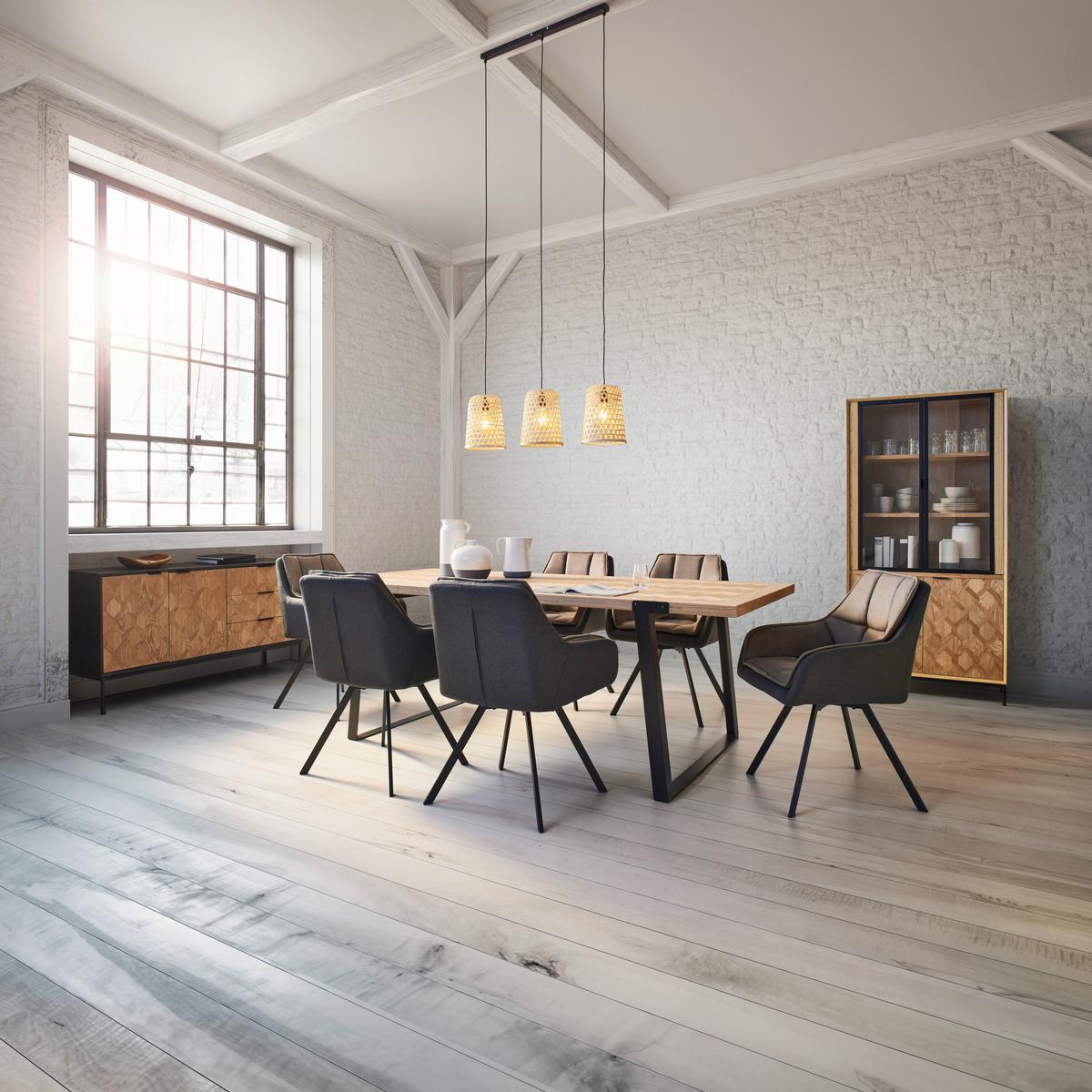 Sideboard MILANO jasan - černá/barvy jasanu, Moderní, kov/dřevo (144/79/40cm) - Bessagi Home