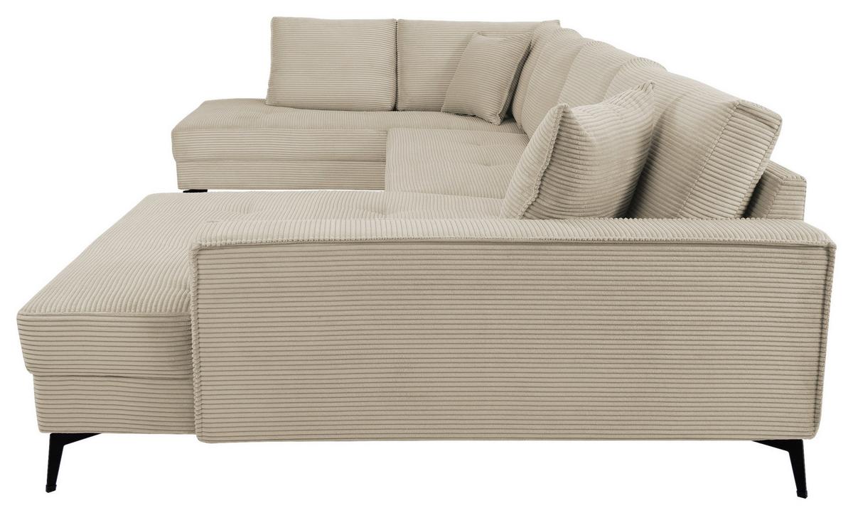 Wohnlandschaft Zero Creme U-Form 195x362x173 cm - Creme/Schwarz, Trend, Textil (195/362/173cm)