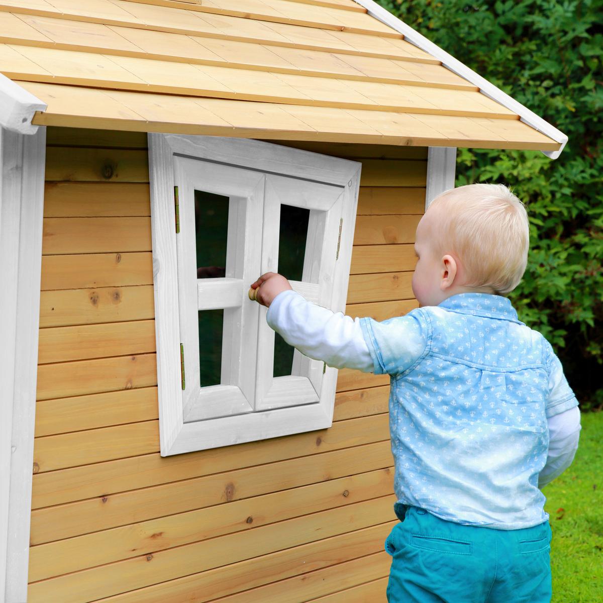 Spielhaus A030.044.01 - Braun/Weiß, KONVENTIONELL, Holz (144/146/157cm) - Ambia Garden