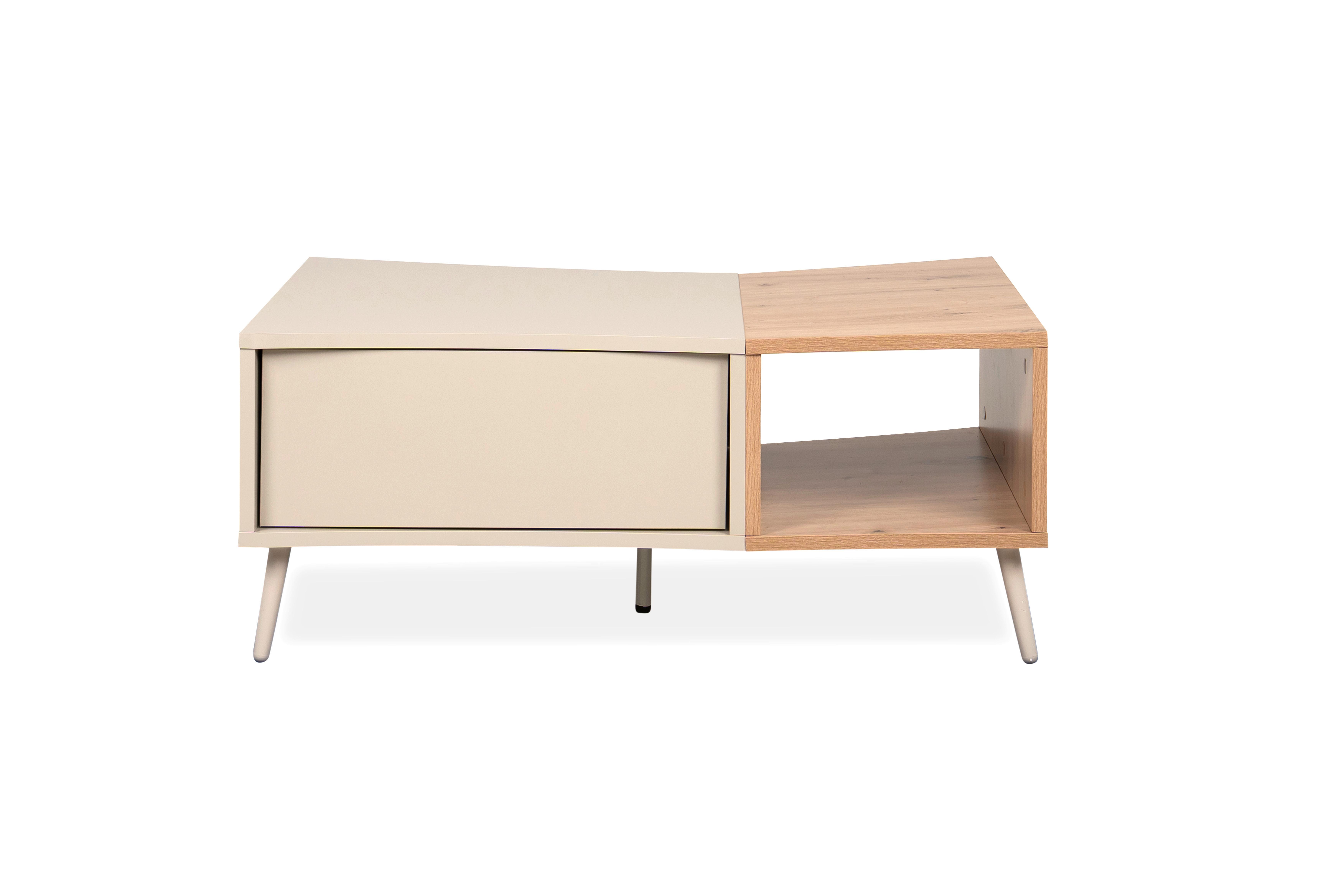 Couchtisch Sinop Sandfarben /Eiche Artisan Dekor L: 94cm - Sandfarben/Eiche Artisan, Design, Holzwerkstoff/Kunststoff (94/60/40cm) - MID.YOU