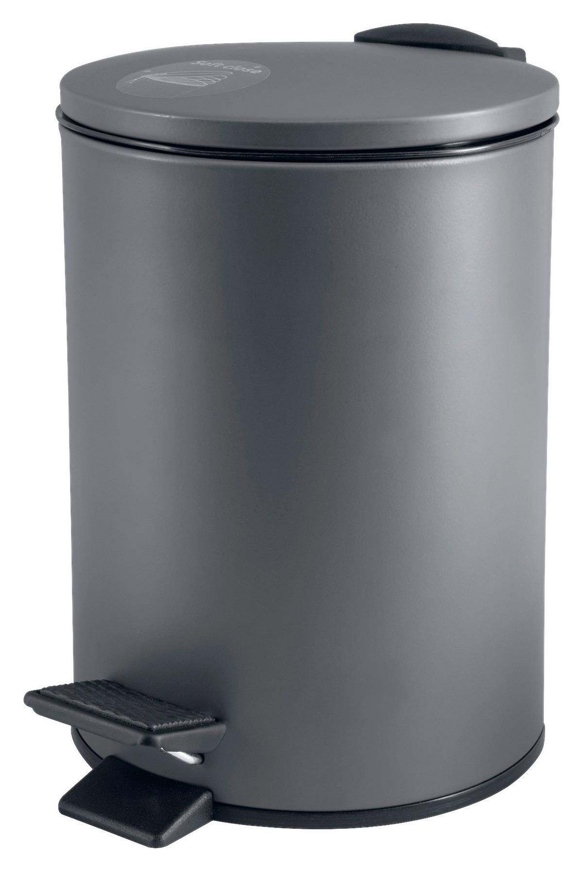 TRETEIMER ADELAR - Schwarz/Grau, KONVENTIONELL, Kunststoff/Metall (16,80/16,80/22,80cm) - Spirella