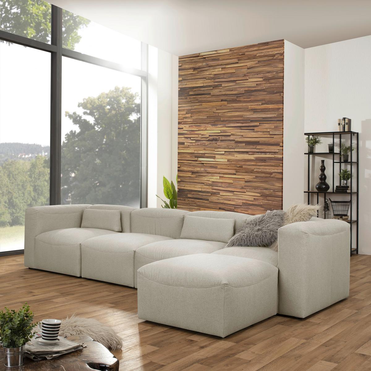Ecksofa Lena Creme Flachgewebe - Creme, Design, Textil (350/73/175cm) - Max Winzer