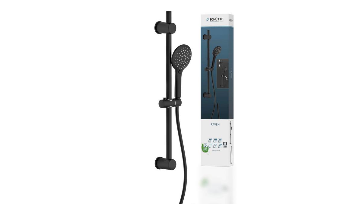 Sprchová sada RAVEN čierna - čierna, Modern, plast (12,5/70/14cm) - Mömax