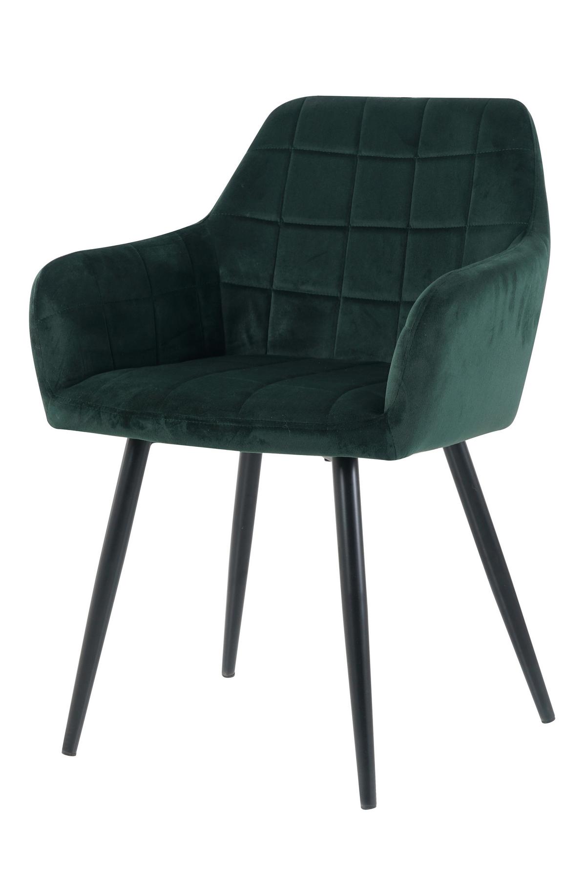 Armlehnstuhl-set Samt Grün, B: 59cm - Schwarz/Grün, Design, Textil/Metall (59/83/62cm) - Livetastic