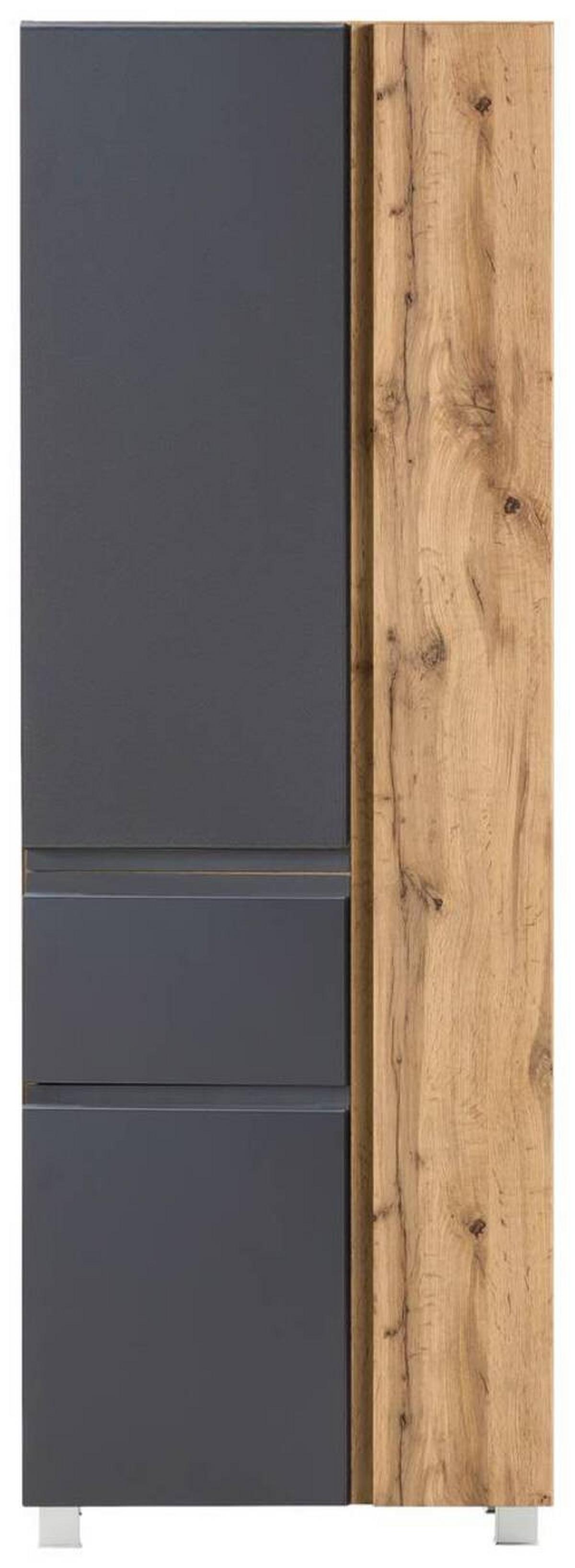 Hochschrank Varese B: 65 Cm Grau/wotan Eiche - Eiche Wotan/Grau, MODERN, Holzwerkstoff (65/180/35cm) - Held