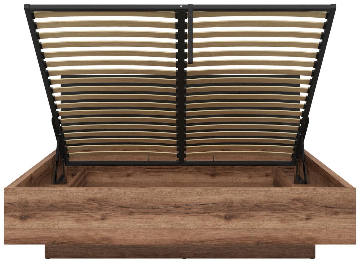 Bett Forn 180x200 Cm Schwarz, Eichefarben - Eichefarben/Schwarz, MODERN, Holzwerkstoff (180/200cm) - MID.YOU