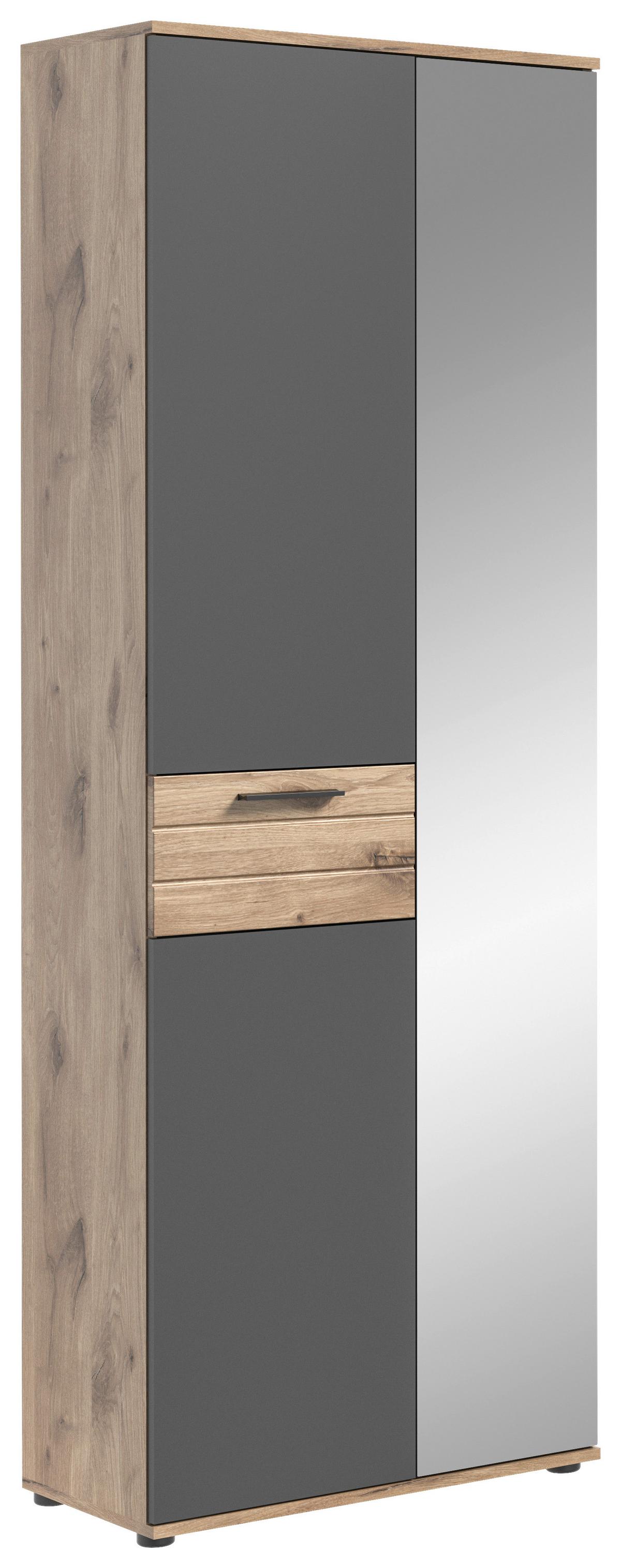 SKŘÍŇ NA ODĚV MASON - šedá/barvy dubu, Moderní, kompozitní dřevo/plast (70/200/37cm) - MID.YOU
