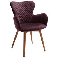 Armlehnstuhl Sarander Bordeaux Gepolstert/echtholz Beine - Eichefarben/Bordeaux, Natur, Holz/Textil (62/87/65cm) - MID.YOU