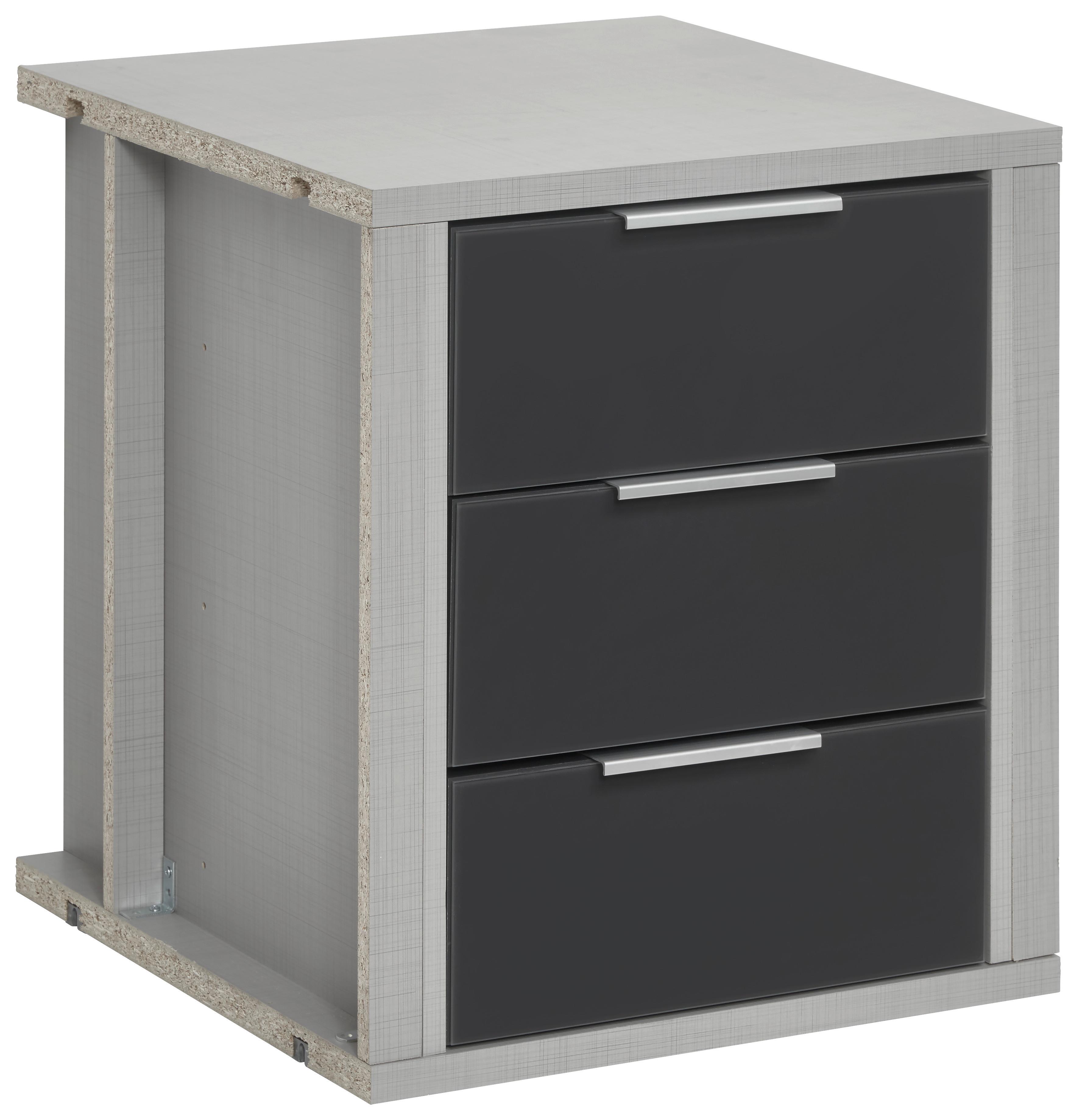 Schubkasteneinsatz B: 48 Cm, Grau, Mit 3 Laden