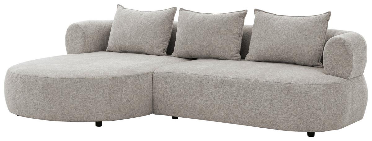 Ecksofa Ferro Hellgrau S: 156x256 Cm - Hellgrau/Schwarz, Design, Textil (156/256cm) - Livetastic