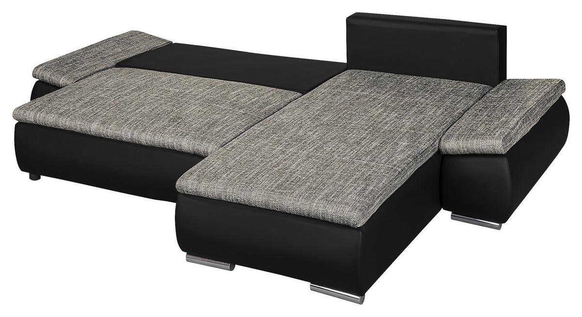 Ecksofa Acra Grau, Schwarz S:266x175cm - Chromfarben/Schwarz, Design, Textil (266/175cm) - Livetastic