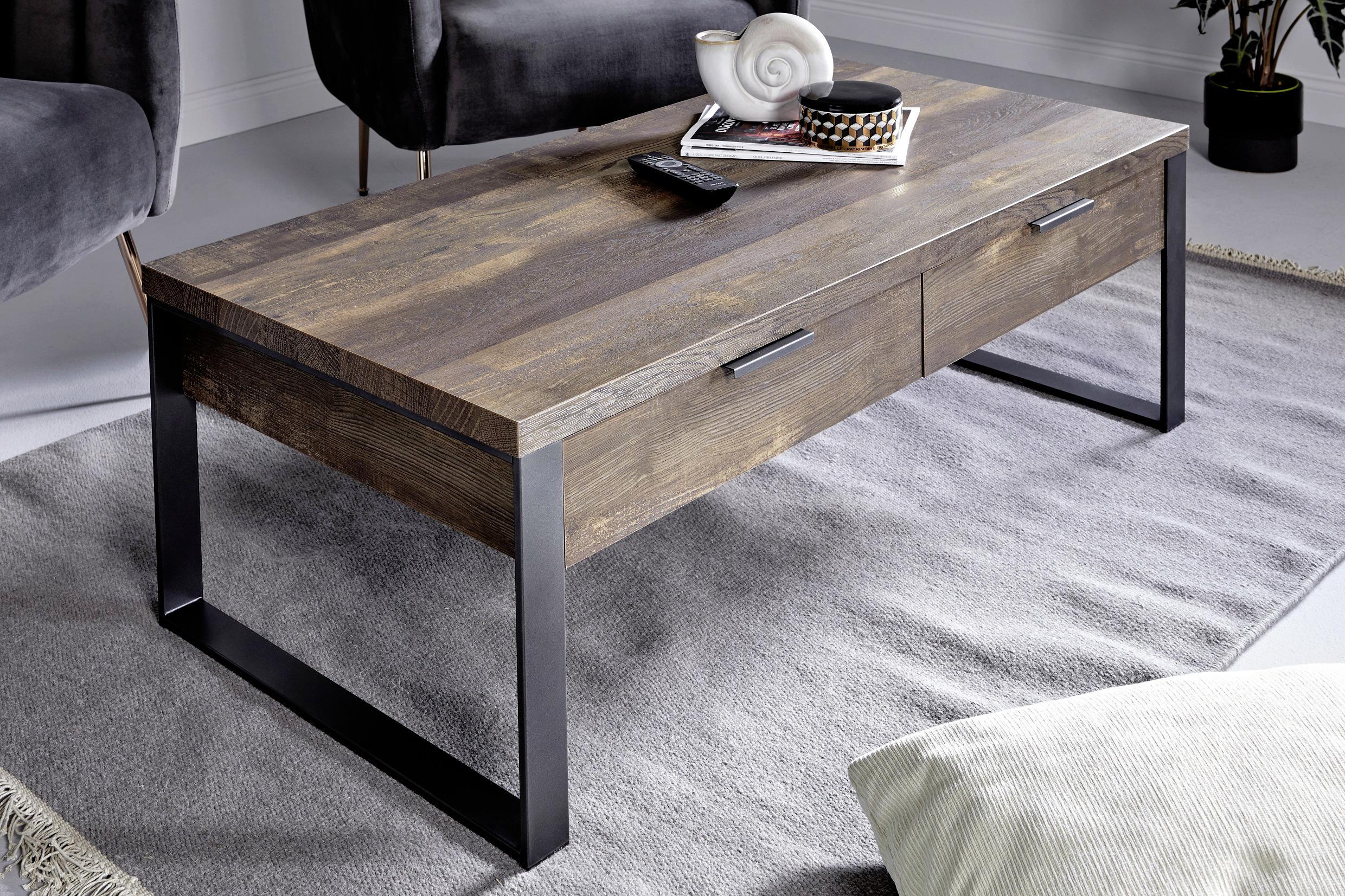 Couchtisch Loop Coffee - Eichefarben/Anthrazit, KONVENTIONELL, Holzwerkstoff/Metall (118/59/40cm) - Livetastic
