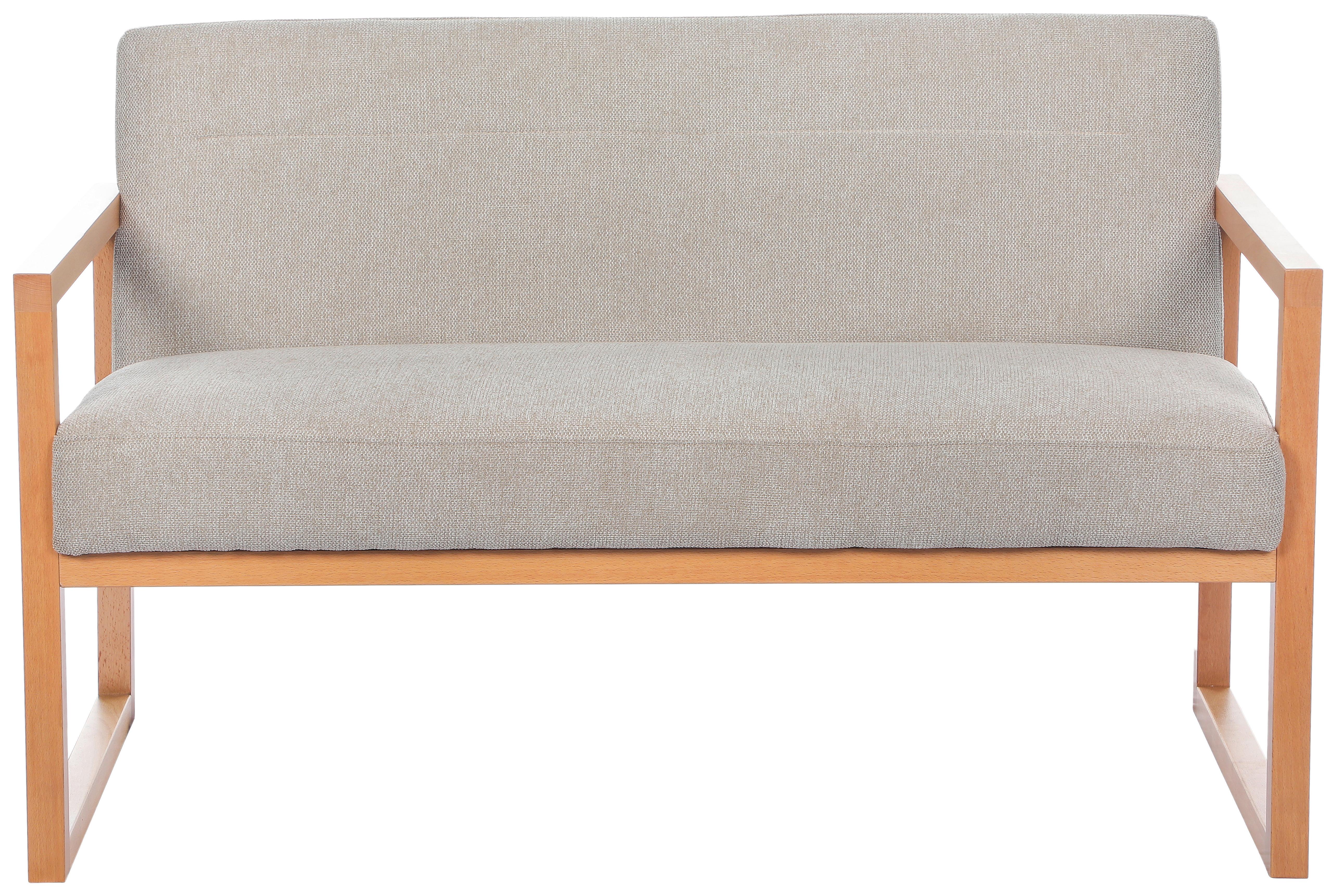 Dvojmiestna pohovka MALMÖ, svetlosivá, bukový masív - prírodná farba/svetlosivá, Modern, drevo/textil (120/75/69cm) - Mömax