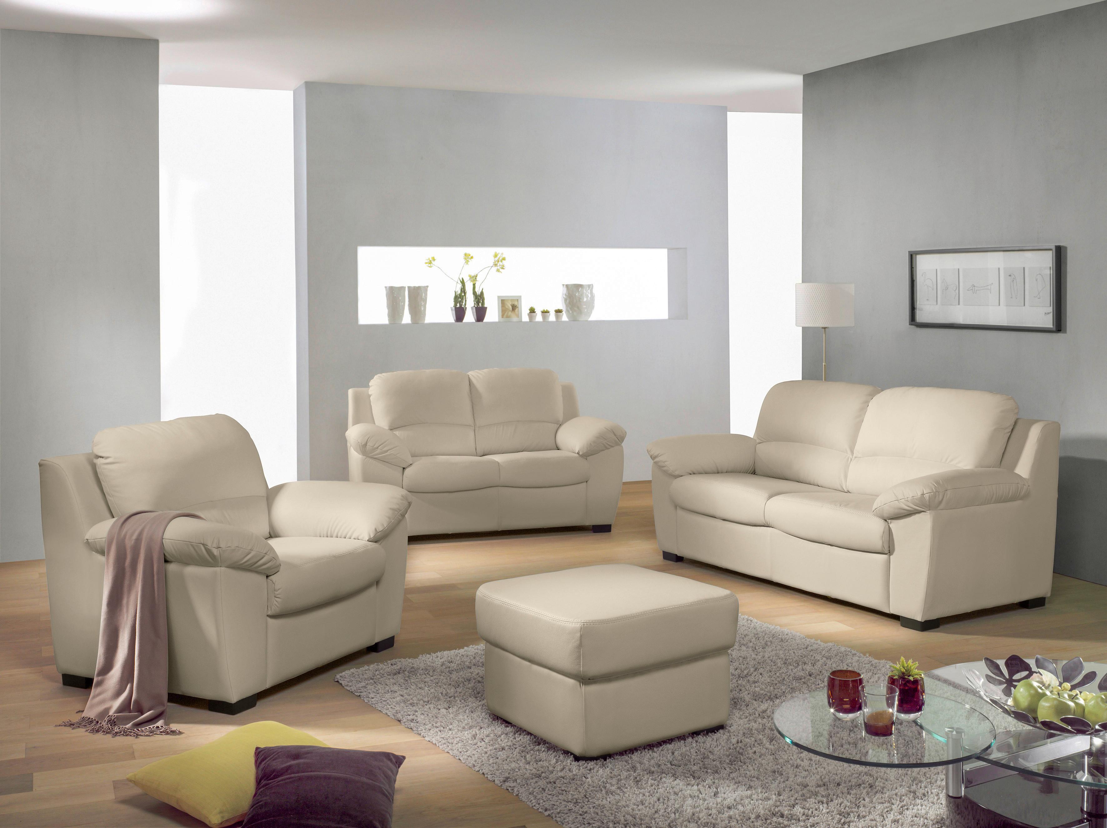 Polstersessel Mit Armlehnen Danilo Lederlook Beige - Beige/Schwarz, KONVENTIONELL, Textil (107/90/90cm) - MID.YOU