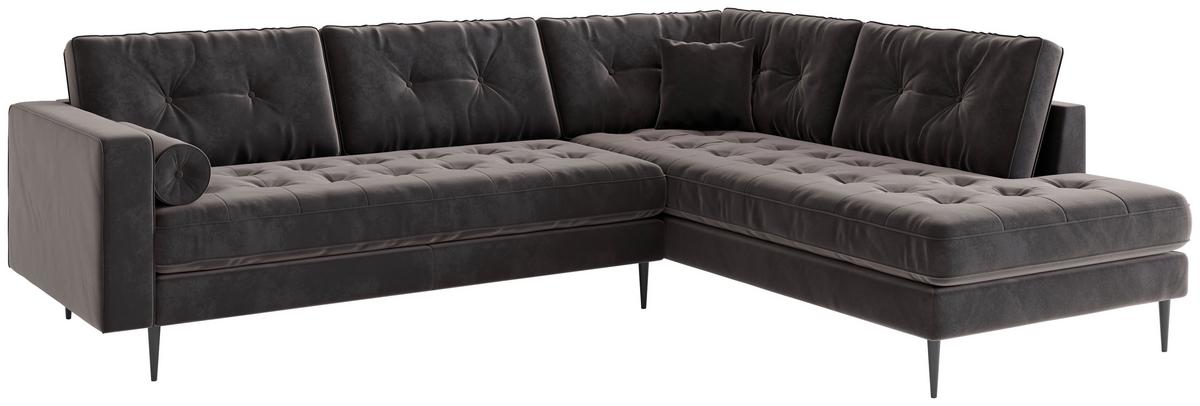 Ecksofa Scott - Edelstahlfarben/Anthrazit, Design, Textil (205/259cm) - Livetastic