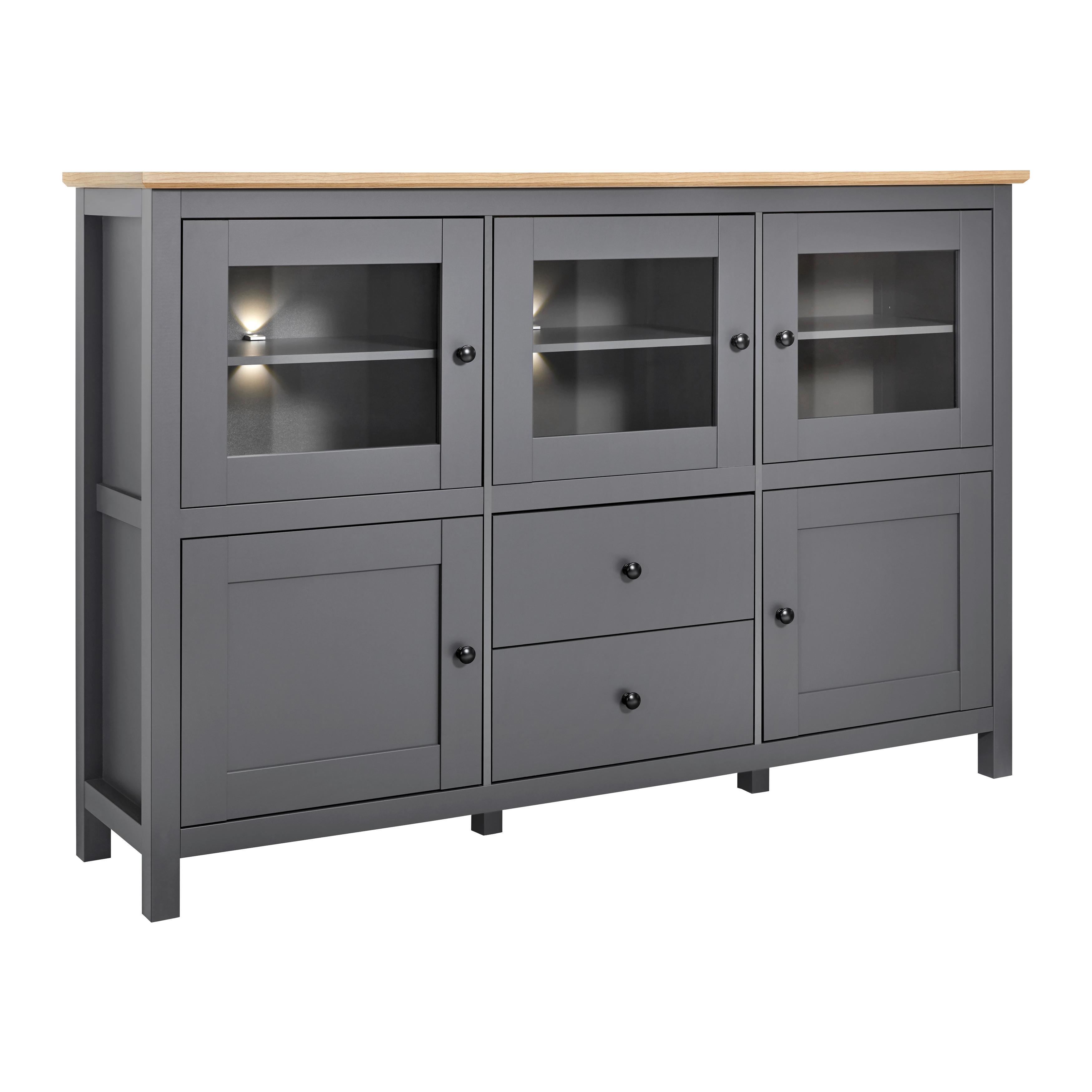Trendová komoda Claudio š: 186cm - čierna/grafitová, Modern, drevo/plast (186/126/44cm) - Bessagi Home