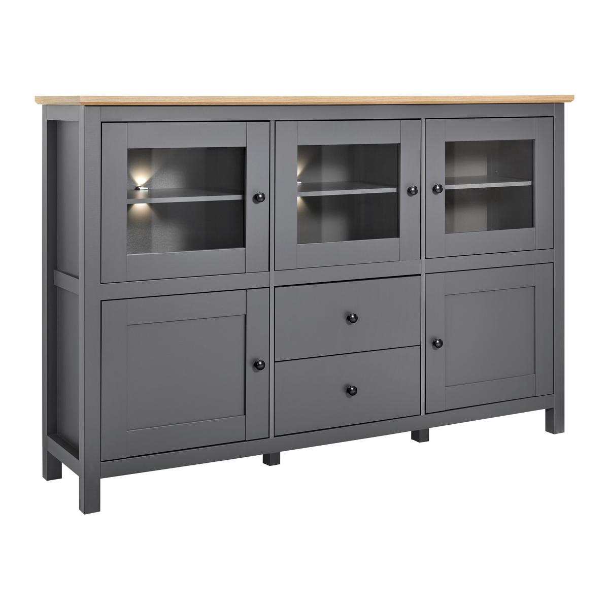 Trendová komoda Claudio š: 186cm - čierna/grafitová, Modern, drevo/plast (186/126/44cm) - Bessagi Home