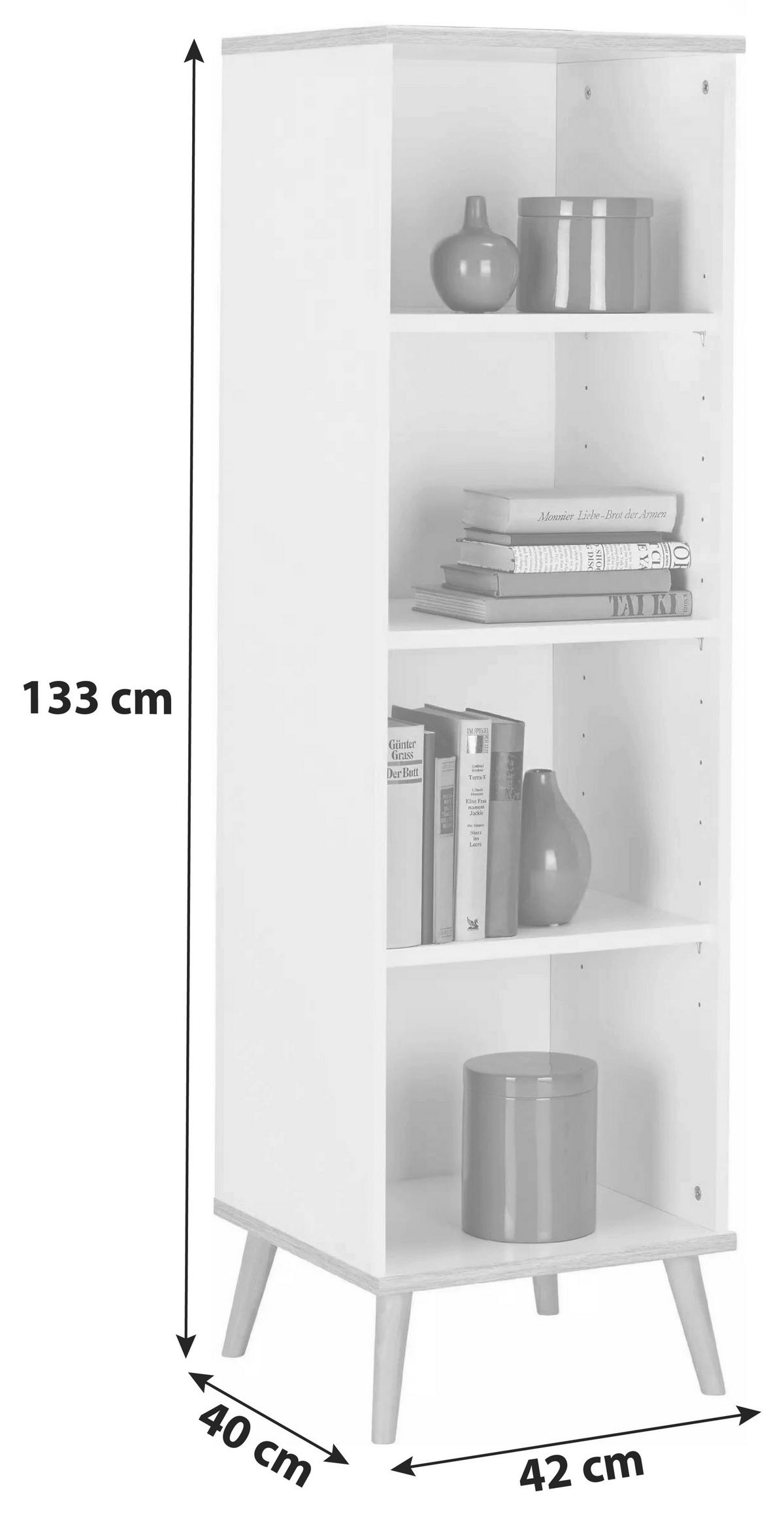 Polc Billund - fehér, Modern, faalapú anyag/fa (42/133/40cm) - MID.YOU