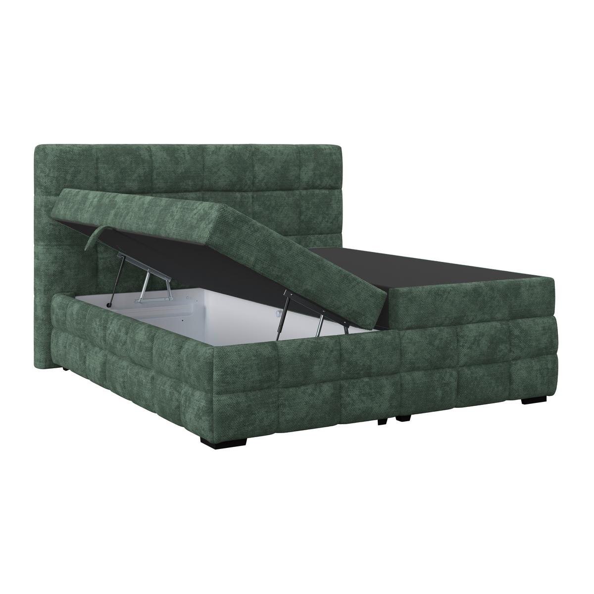 Čalouněná postel VEGA 160x200 cm, zelená - černá/zelená, Trend, dřevo/textil (160/200cm)